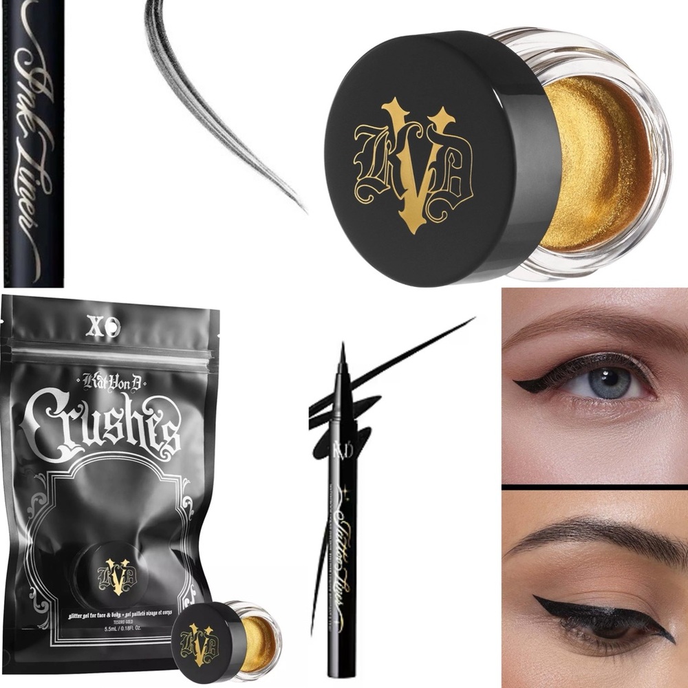 LIMITED EDITION KatVonD Glitter Gel Face & Body Tesero Gold & Tattoo Liner 0.2ml